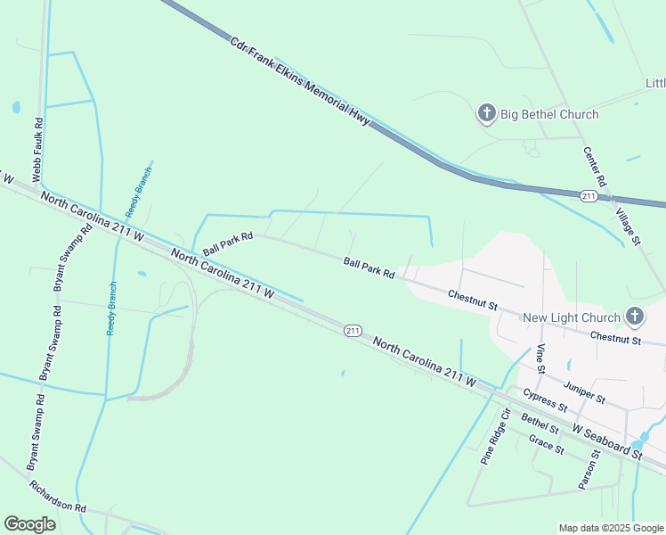 map of restaurants, bars, coffee shops, grocery stores, and more near 406 Ball Park Road in Bladenboro