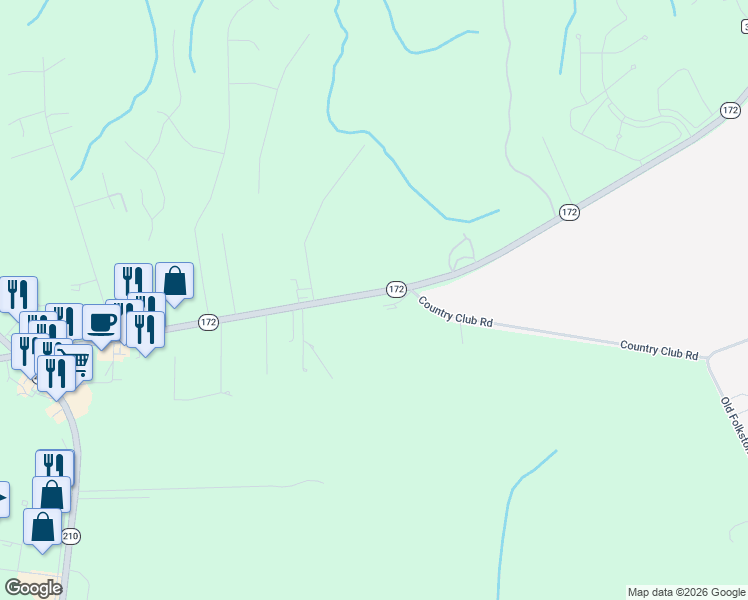 map of restaurants, bars, coffee shops, grocery stores, and more near 2144 North Carolina 172 in Sneads Ferry