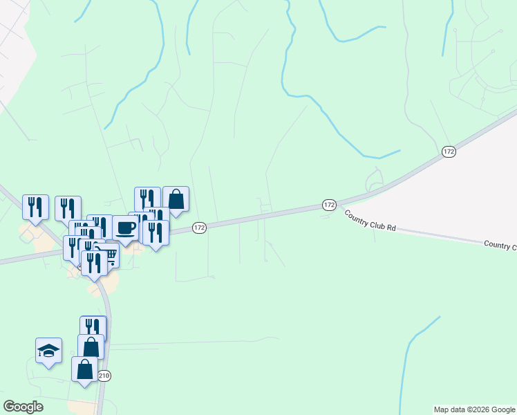map of restaurants, bars, coffee shops, grocery stores, and more near 2105 North Carolina 172 in Sneads Ferry