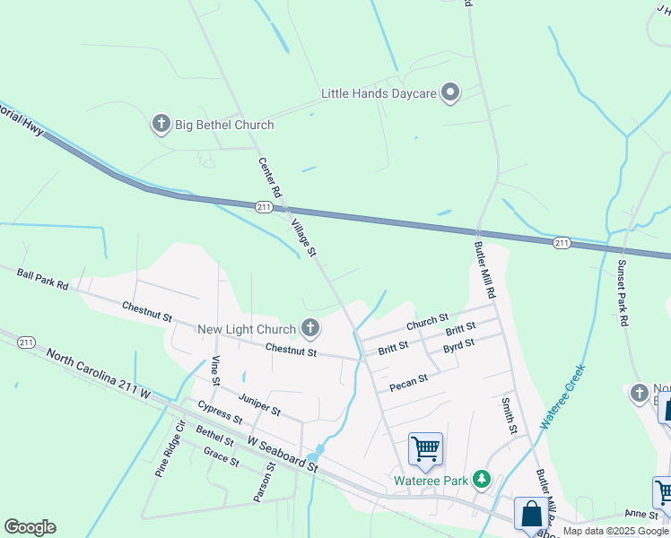 map of restaurants, bars, coffee shops, grocery stores, and more near 11489 Center Road in Bladenboro
