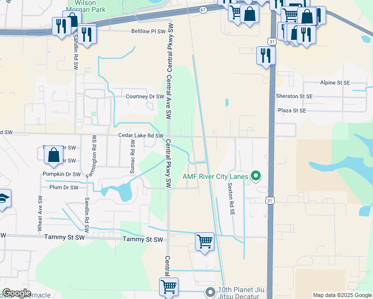 map of restaurants, bars, coffee shops, grocery stores, and more near 3011 Ray Avenue Southwest in Decatur