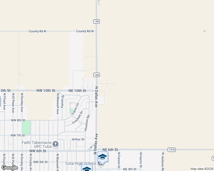 map of restaurants, bars, coffee shops, grocery stores, and more near 6760 Fm 145 in Tulia