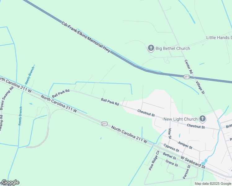 map of restaurants, bars, coffee shops, grocery stores, and more near 128 Outfield Drive in Bladenboro
