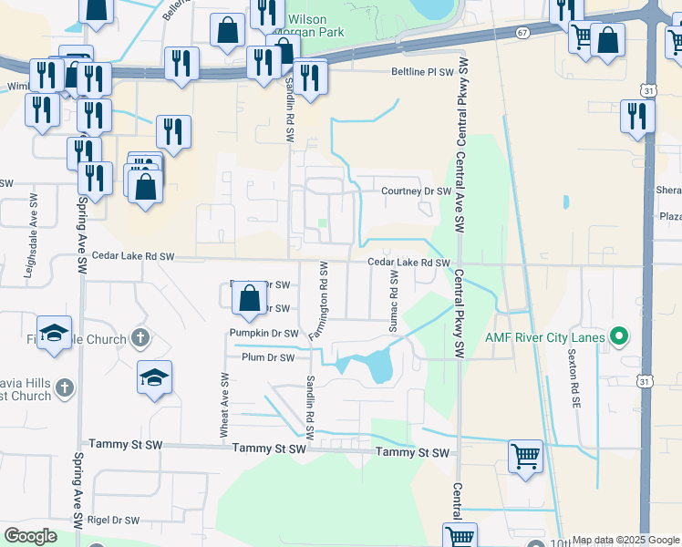 map of restaurants, bars, coffee shops, grocery stores, and more near 3003 Cornville Road Southwest in Decatur