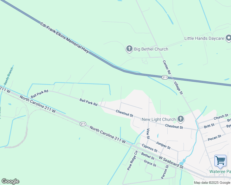 map of restaurants, bars, coffee shops, grocery stores, and more near 205 Line Drive in Bladenboro