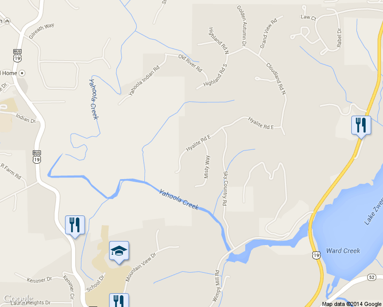 map of restaurants, bars, coffee shops, grocery stores, and more near 185 Hyalite Road West in Dahlonega