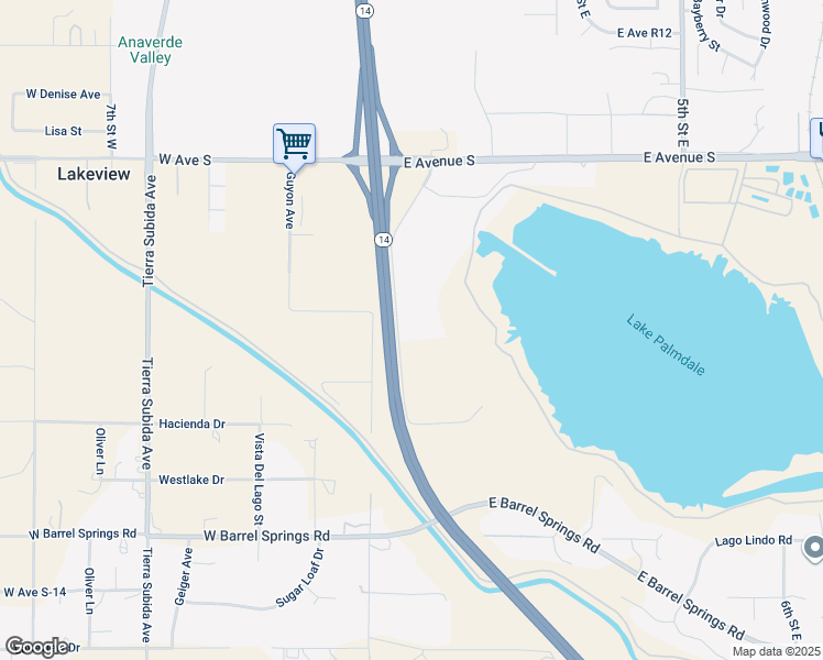 map of restaurants, bars, coffee shops, grocery stores, and more near Calle Grillo in Palmdale