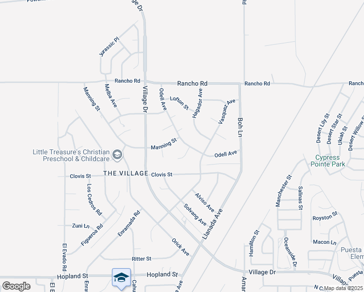 map of restaurants, bars, coffee shops, grocery stores, and more near 16622 Odell Avenue in Victorville