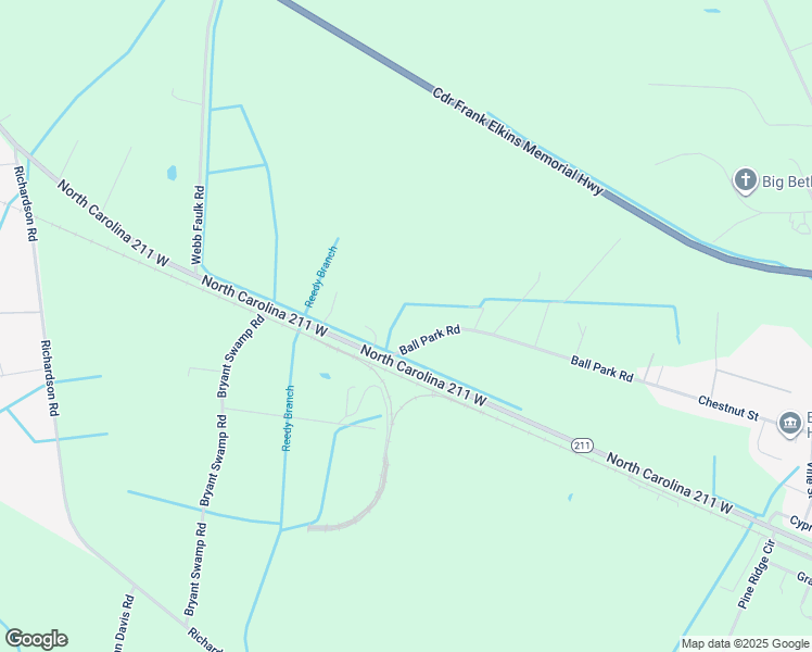 map of restaurants, bars, coffee shops, grocery stores, and more near 65 Ball Park Road in Bladenboro
