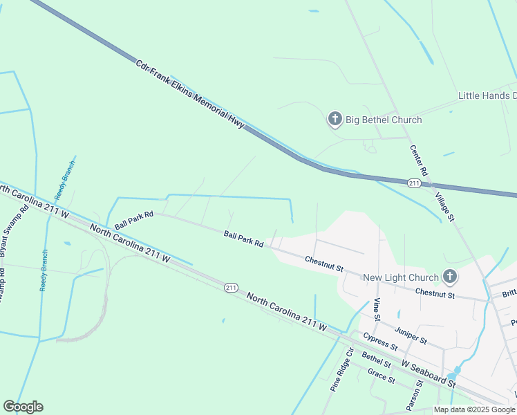 map of restaurants, bars, coffee shops, grocery stores, and more near 125 Outfield Drive in Bladenboro