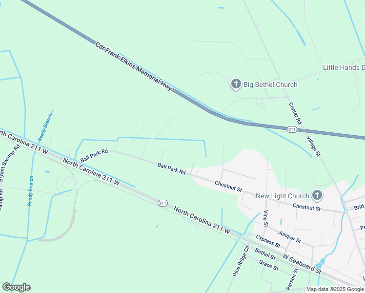 map of restaurants, bars, coffee shops, grocery stores, and more near 125 Outfield Drive in Bladenboro