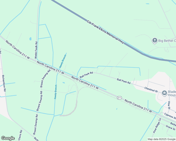 map of restaurants, bars, coffee shops, grocery stores, and more near 135 Ball Park Road in Bladenboro