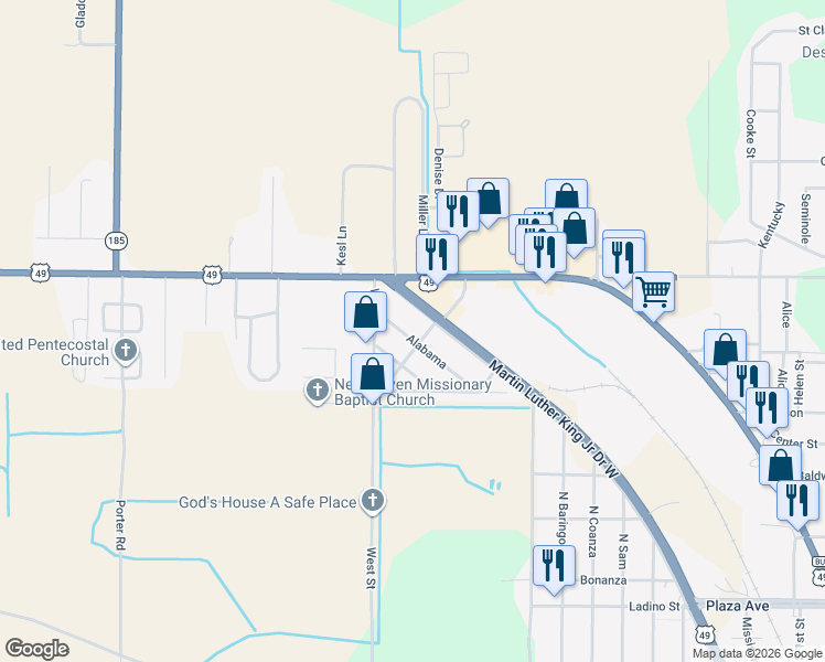 map of restaurants, bars, coffee shops, grocery stores, and more near 205 Memphis in Helena-West Helena