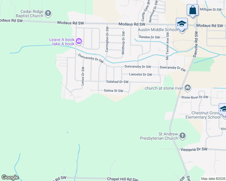 map of restaurants, bars, coffee shops, grocery stores, and more near 2313 Selma Street Southwest in Decatur