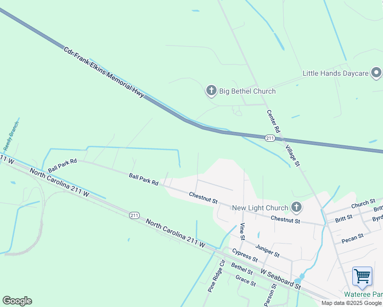 map of restaurants, bars, coffee shops, grocery stores, and more near 205 Line Drive in Bladenboro