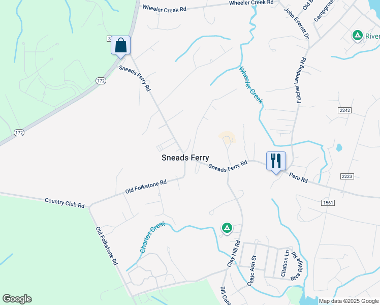 map of restaurants, bars, coffee shops, grocery stores, and more near in Sneads Ferry