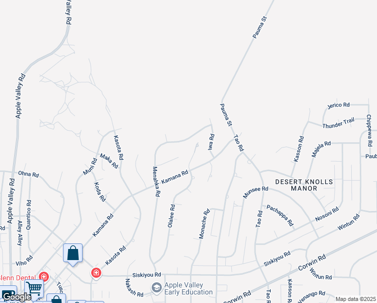 map of restaurants, bars, coffee shops, grocery stores, and more near 16583 Olalee Road in Apple Valley