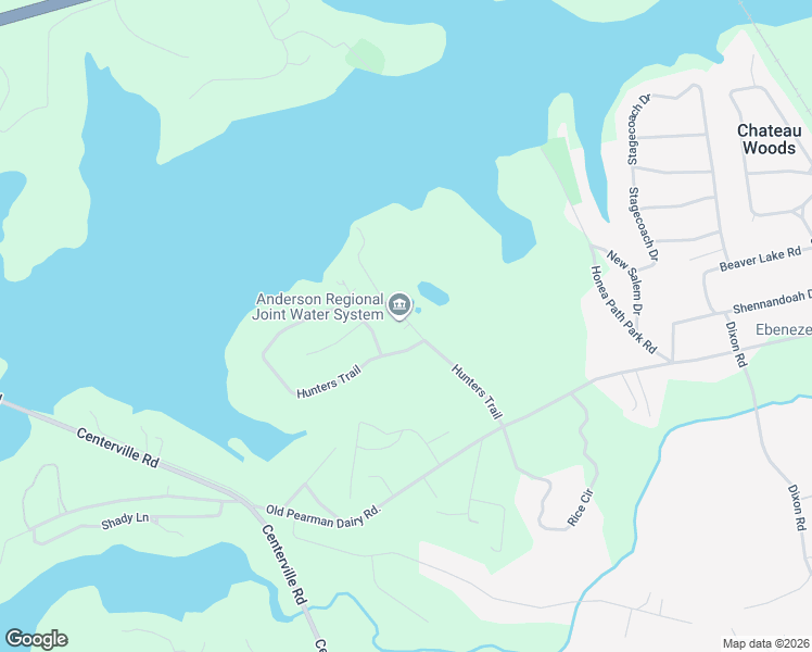 map of restaurants, bars, coffee shops, grocery stores, and more near 1517 Hunters Trail in Anderson