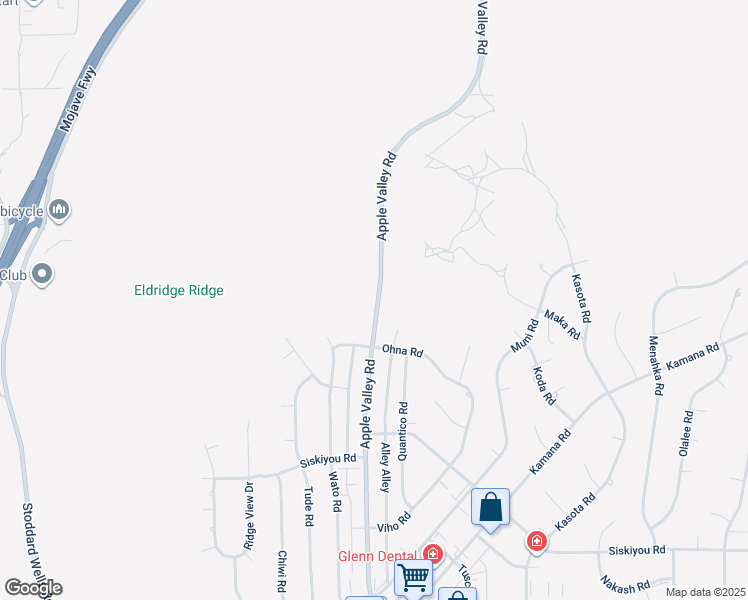 map of restaurants, bars, coffee shops, grocery stores, and more near Apple Valley Road in Apple Valley