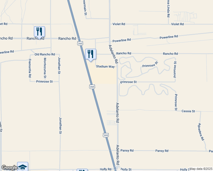 map of restaurants, bars, coffee shops, grocery stores, and more near in Adelanto