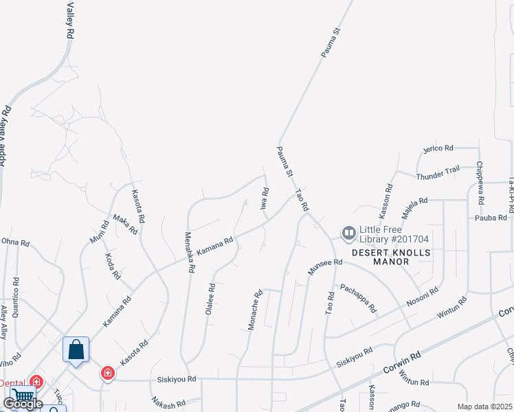 map of restaurants, bars, coffee shops, grocery stores, and more near 16620 Iwa Road in Apple Valley