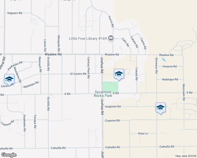 map of restaurants, bars, coffee shops, grocery stores, and more near 16684 Joshua Road in Apple Valley