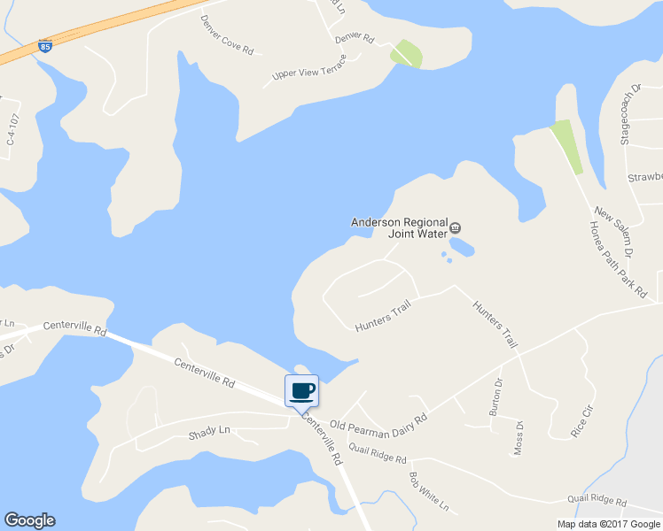 map of restaurants, bars, coffee shops, grocery stores, and more near 1312 Hunters Trail in Anderson