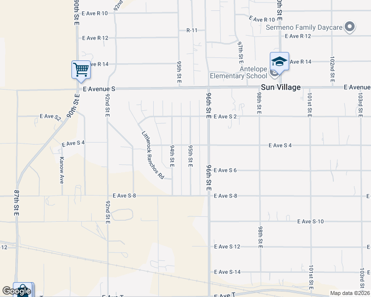 map of restaurants, bars, coffee shops, grocery stores, and more near 37005 95th Street East in Littlerock