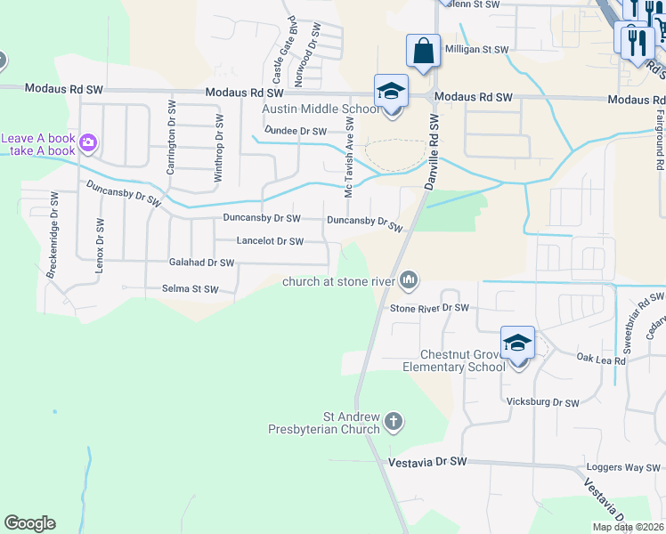 map of restaurants, bars, coffee shops, grocery stores, and more near 2914 Glasgow Place Southwest in Decatur