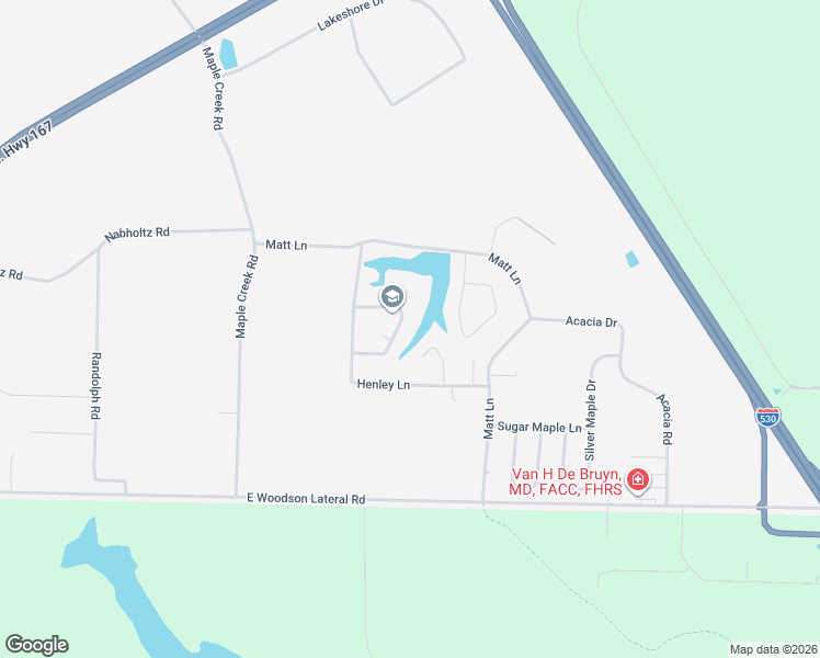 map of restaurants, bars, coffee shops, grocery stores, and more near 21572 Wild Cherry Lane in Hensley