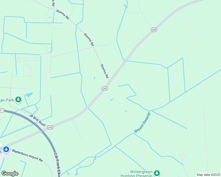 map of restaurants, bars, coffee shops, grocery stores, and more near 11591 North Carolina 242 in Bladenboro