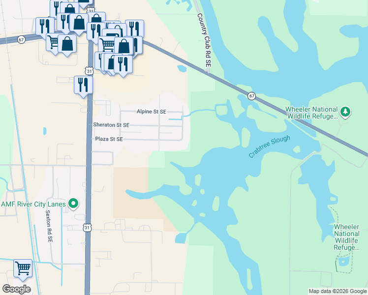 map of restaurants, bars, coffee shops, grocery stores, and more near 1411 Plaza Street Southeast in Decatur