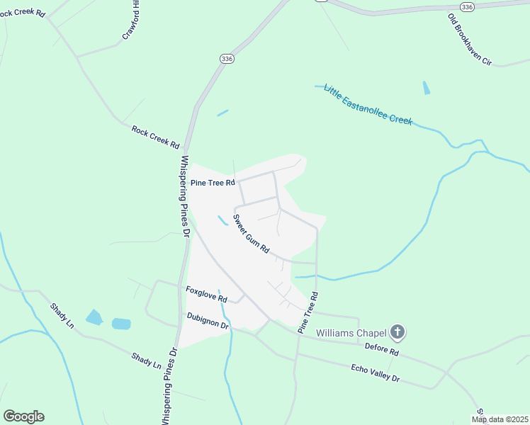 map of restaurants, bars, coffee shops, grocery stores, and more near 7392-7401 Pinetree Road in Toccoa