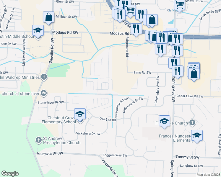 map of restaurants, bars, coffee shops, grocery stores, and more near 1528 Georgetown Street Southwest in Decatur