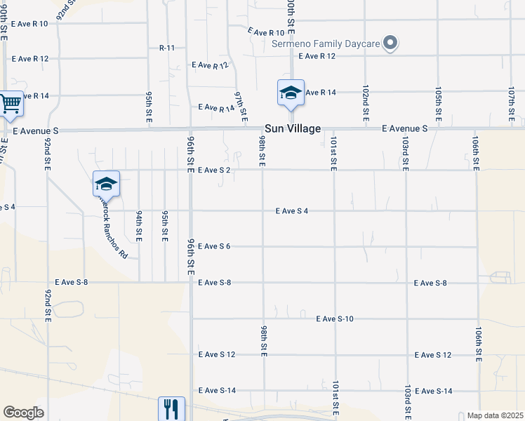 map of restaurants, bars, coffee shops, grocery stores, and more near East Avenue South 4 in Los Angeles County
