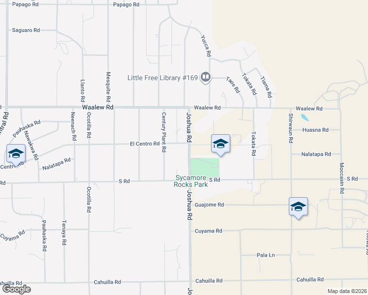 map of restaurants, bars, coffee shops, grocery stores, and more near 16684 Joshua Road in Apple Valley