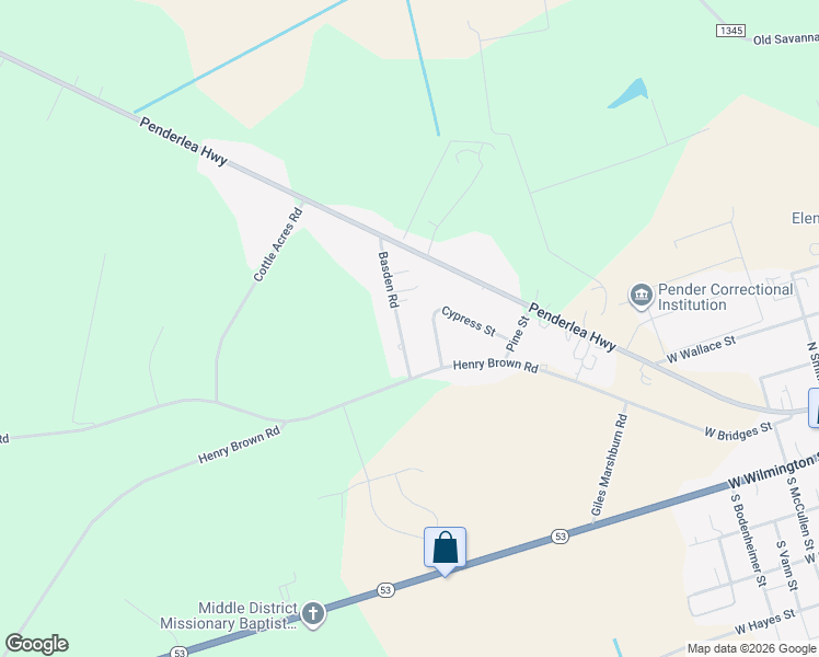 map of restaurants, bars, coffee shops, grocery stores, and more near 215 Basden Rd in Burgaw