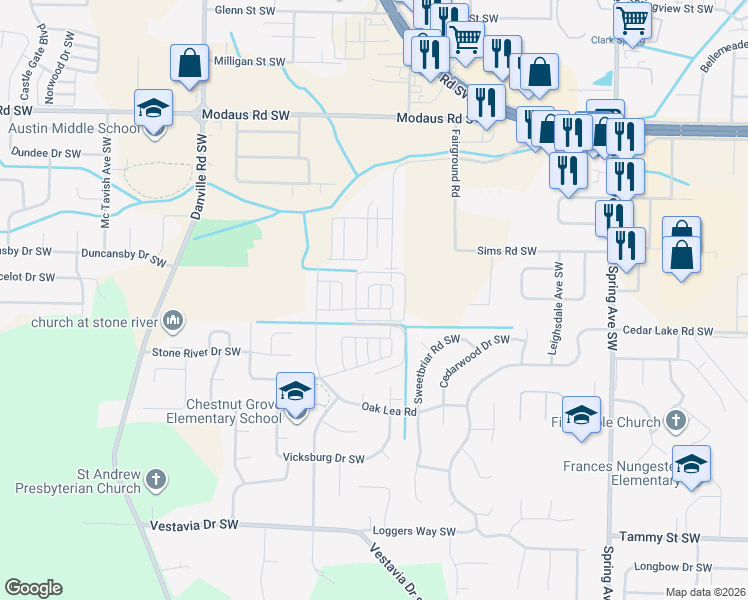 map of restaurants, bars, coffee shops, grocery stores, and more near 1530 Berkley Street Southwest in Decatur