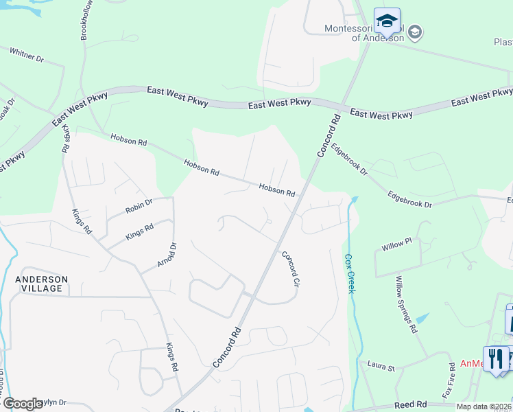 map of restaurants, bars, coffee shops, grocery stores, and more near 110 C-10-220 in Anderson
