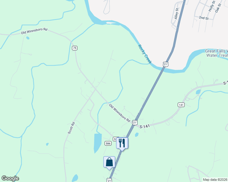 map of restaurants, bars, coffee shops, grocery stores, and more near 5482 Old Winnsboro Road in Great Falls