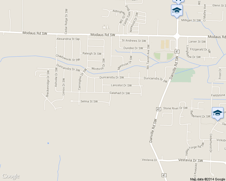 map of restaurants, bars, coffee shops, grocery stores, and more near 2214 Galahad Drive Southwest in Decatur