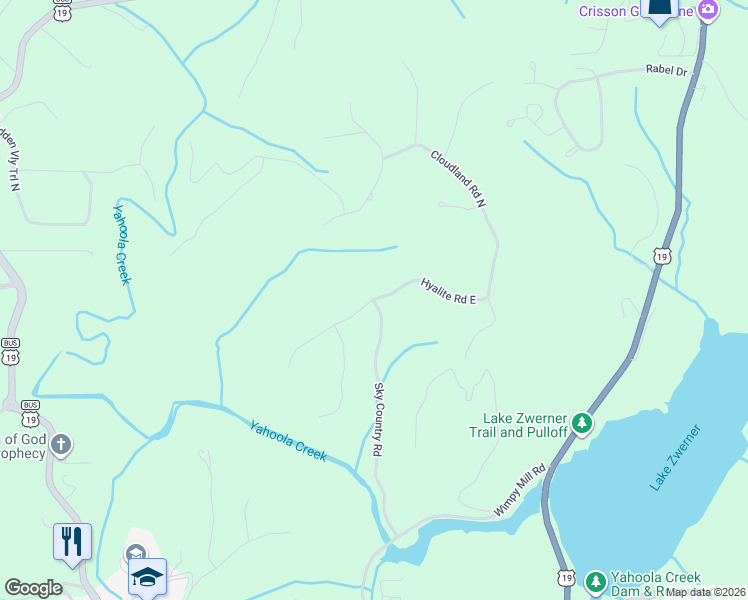 map of restaurants, bars, coffee shops, grocery stores, and more near in Dahlonega