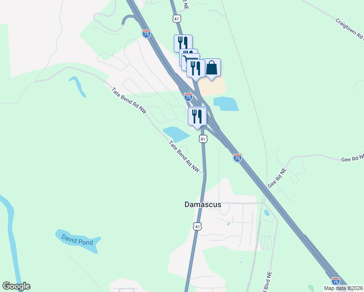 map of restaurants, bars, coffee shops, grocery stores, and more near 1442 U.S. 41 in Calhoun