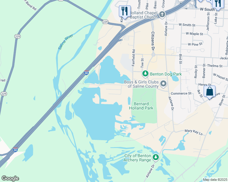 map of restaurants, bars, coffee shops, grocery stores, and more near 2100 Henry Street in Benton
