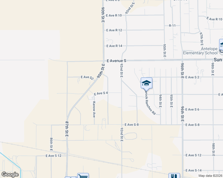 map of restaurants, bars, coffee shops, grocery stores, and more near 9175 East Avenue South 4 in Littlerock