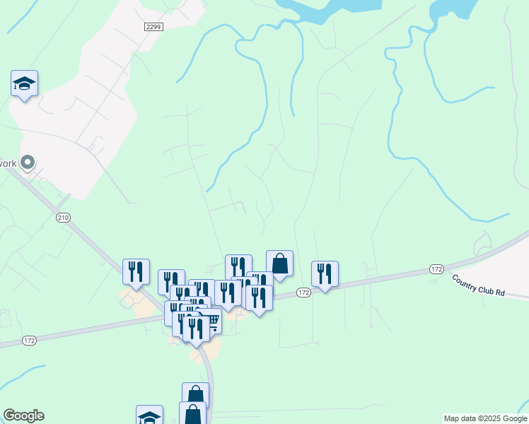 map of restaurants, bars, coffee shops, grocery stores, and more near 403 Ridgeway Drive in Sneads Ferry