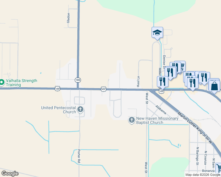 map of restaurants, bars, coffee shops, grocery stores, and more near 1201 U.S. 49 in Helena-West Helena