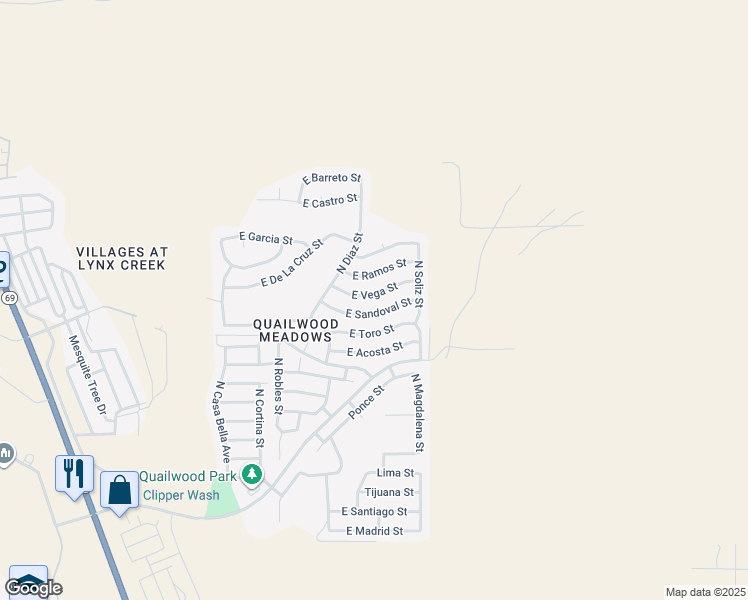 map of restaurants, bars, coffee shops, grocery stores, and more near 13005 East Vega Street in Prescott Valley