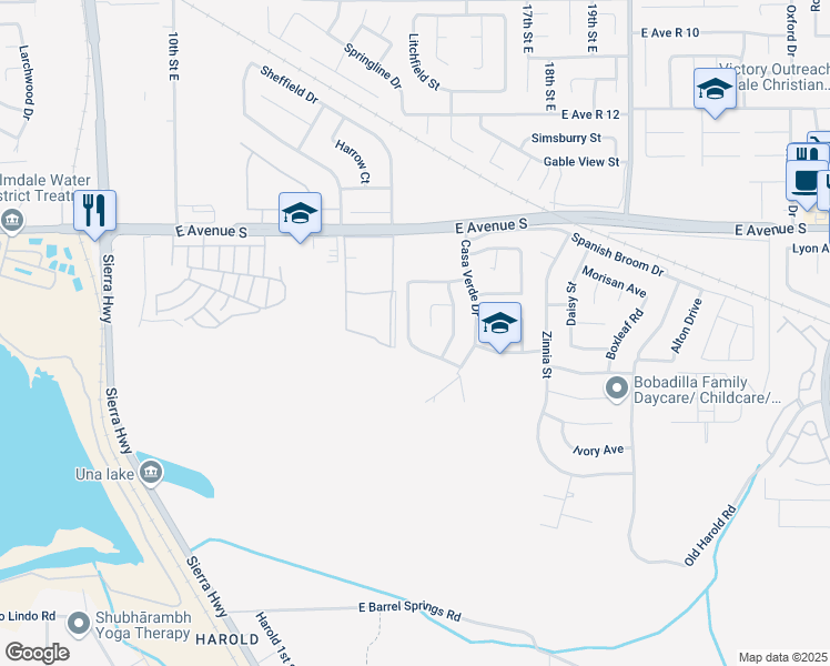 map of restaurants, bars, coffee shops, grocery stores, and more near 37026 Casa Grande Avenue in Palmdale