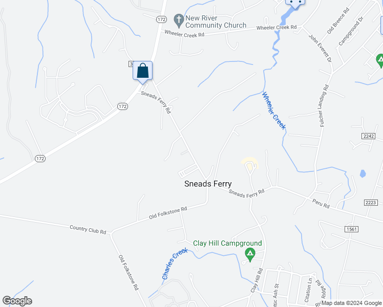 map of restaurants, bars, coffee shops, grocery stores, and more near Loop Road in North Topsail Beach